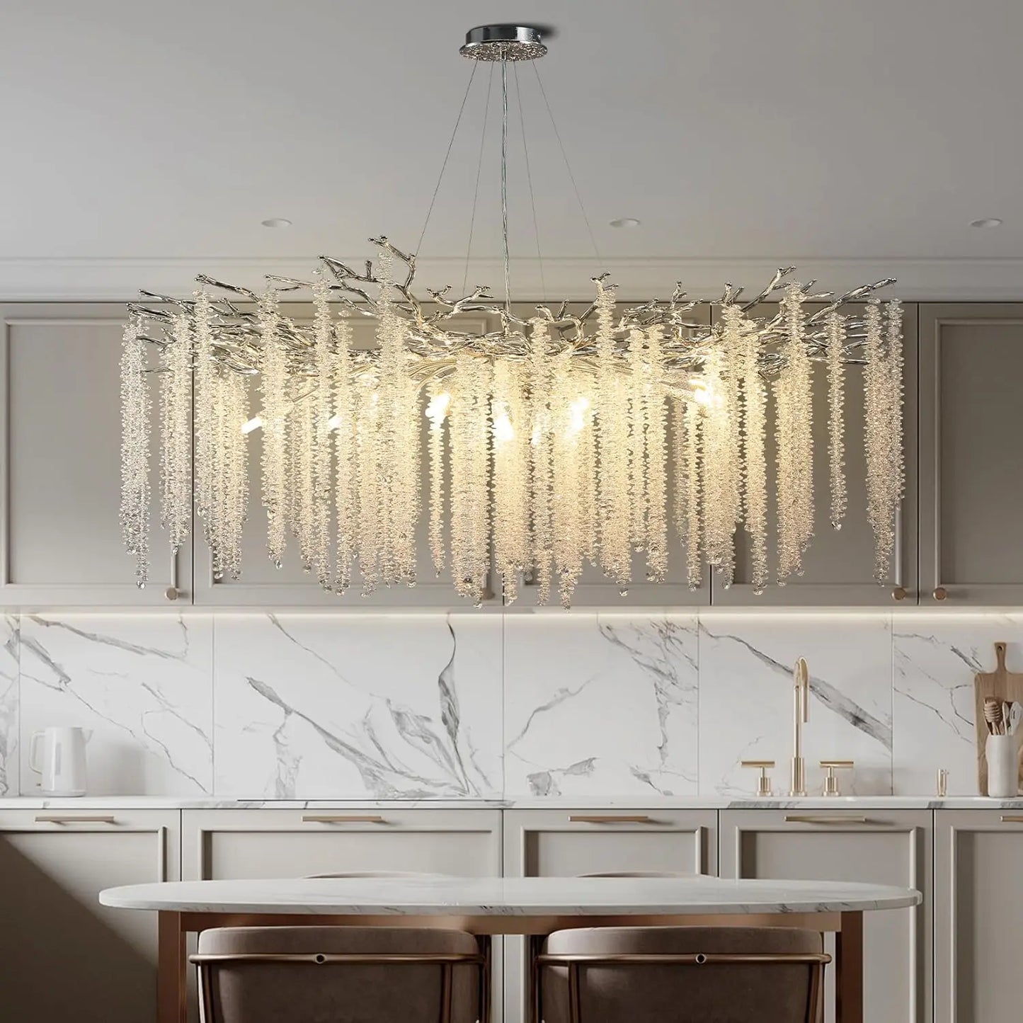 Crystal Chandelier Raindrop Hanging Pendant Lighting Fixture - Homevalley.co.uk
