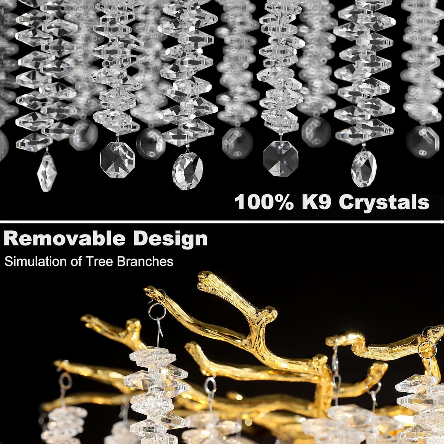 Crystal Chandelier Raindrop Hanging Pendant Lighting Fixture - Homevalley.co.uk