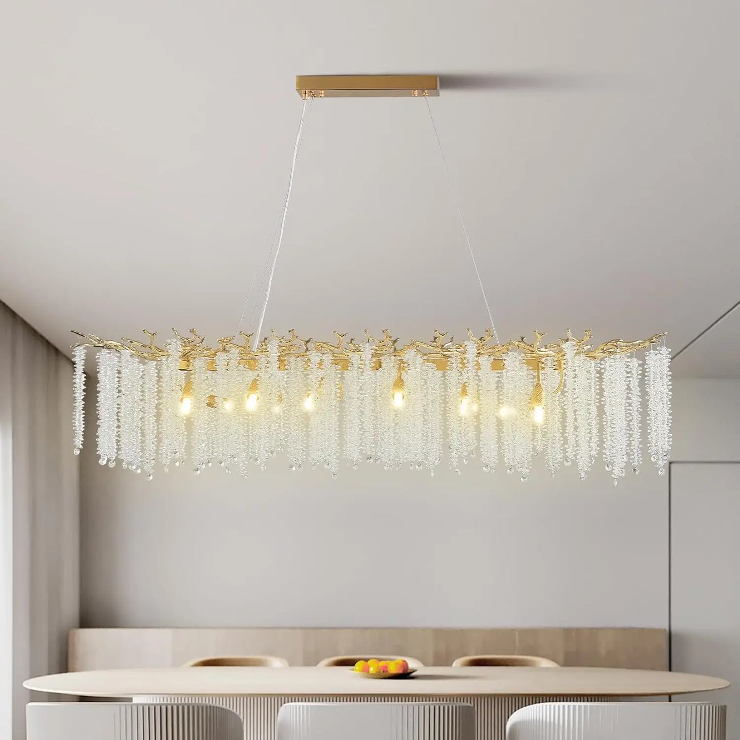 Crystal Chandelier Raindrop Hanging Pendant Lighting Fixture - Homevalley.co.uk