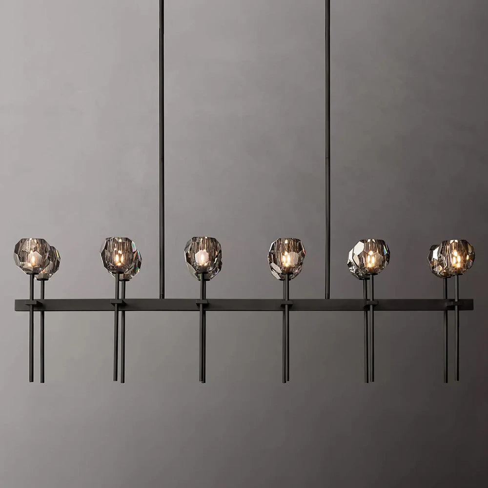Smoky Grey Double Row Crystal Chandelier - Homevalley.co.uk