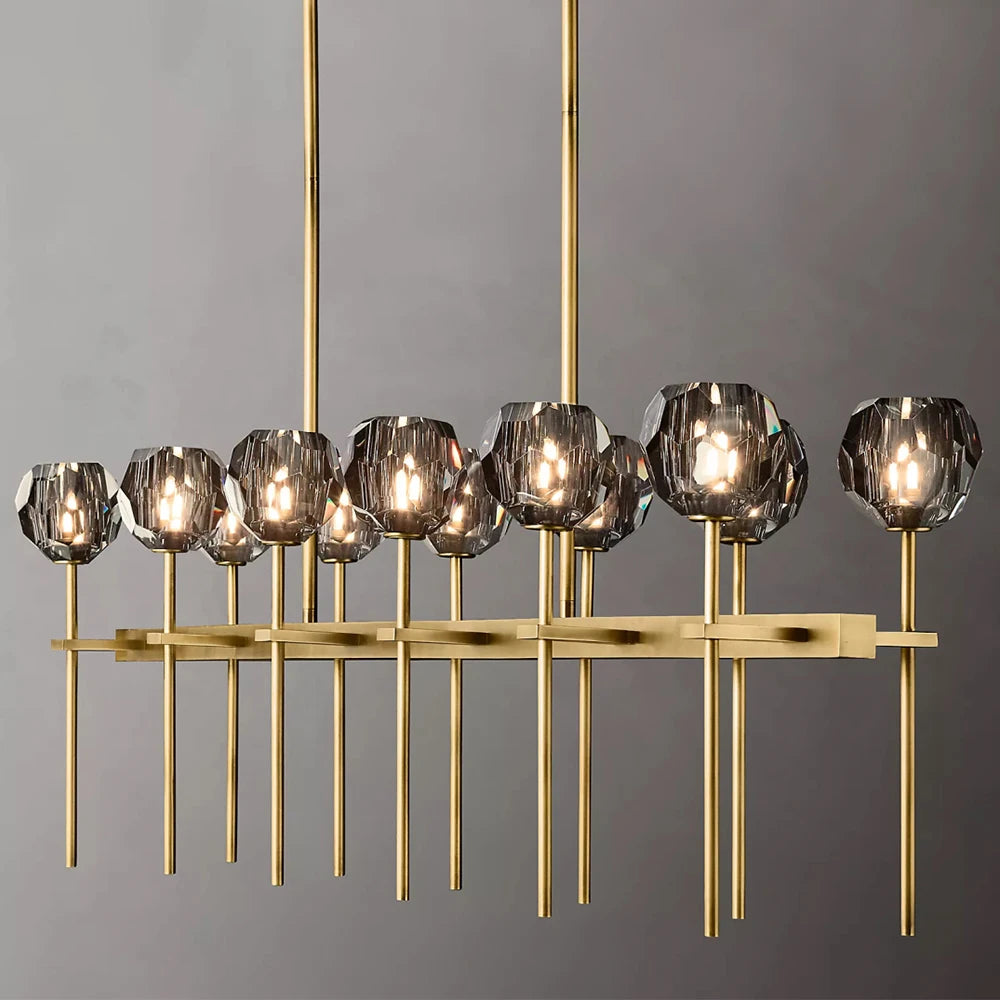 Smoky Grey Double Row Crystal Chandelier - Homevalley.co.uk