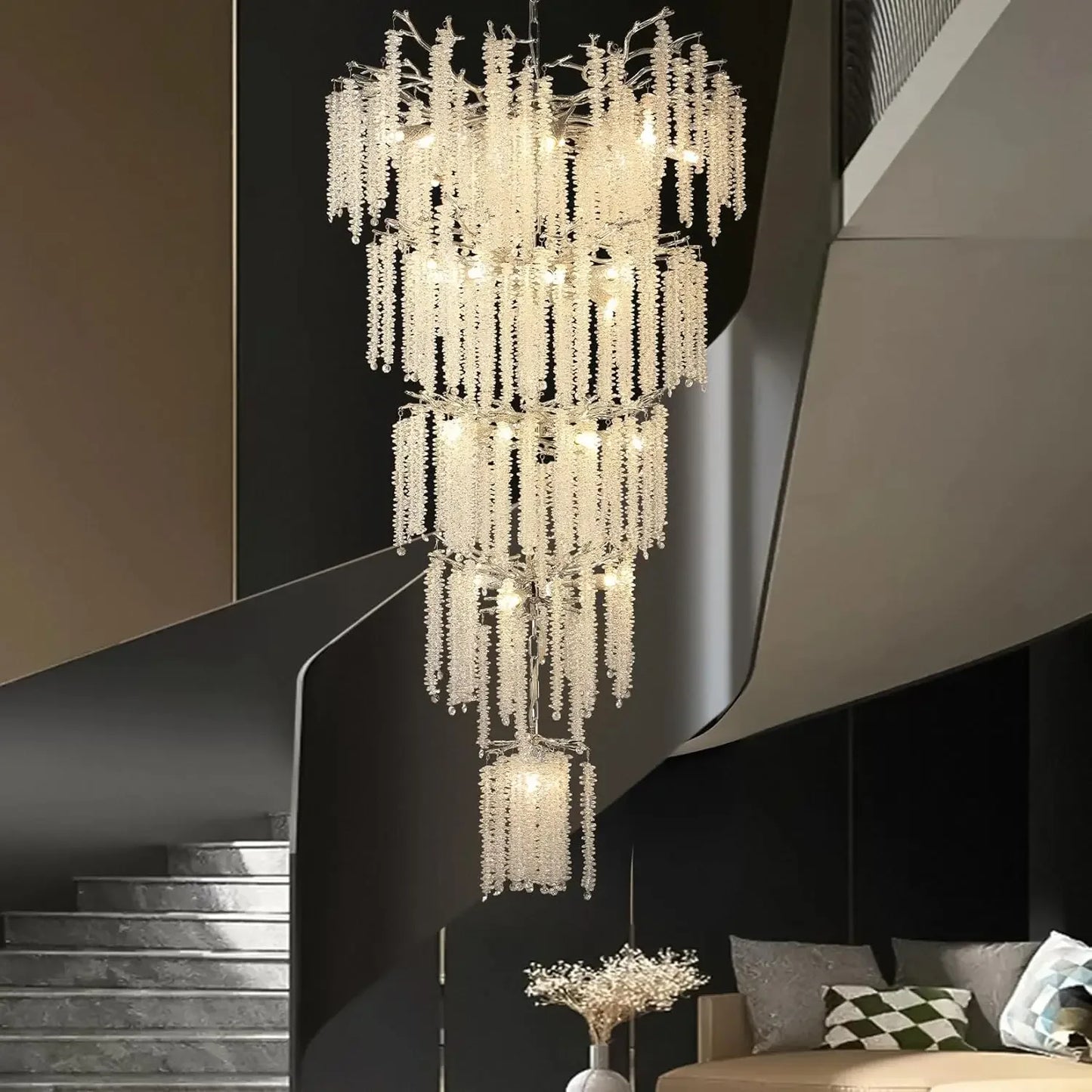 Crystal Chandelier Raindrop Hanging Pendant Lighting Fixture - Homevalley.co.uk