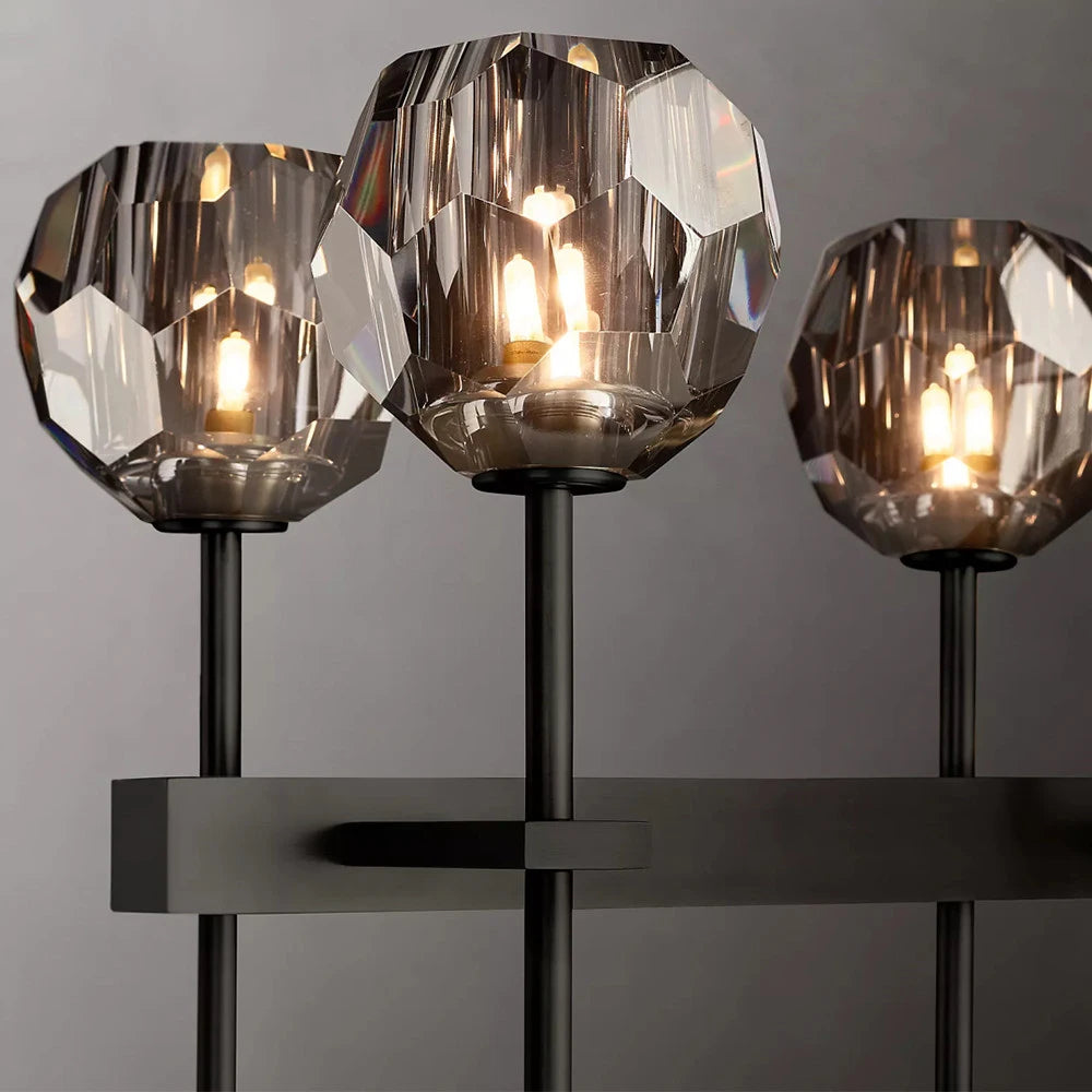 Smoky Grey Double Row Crystal Chandelier - Homevalley.co.uk