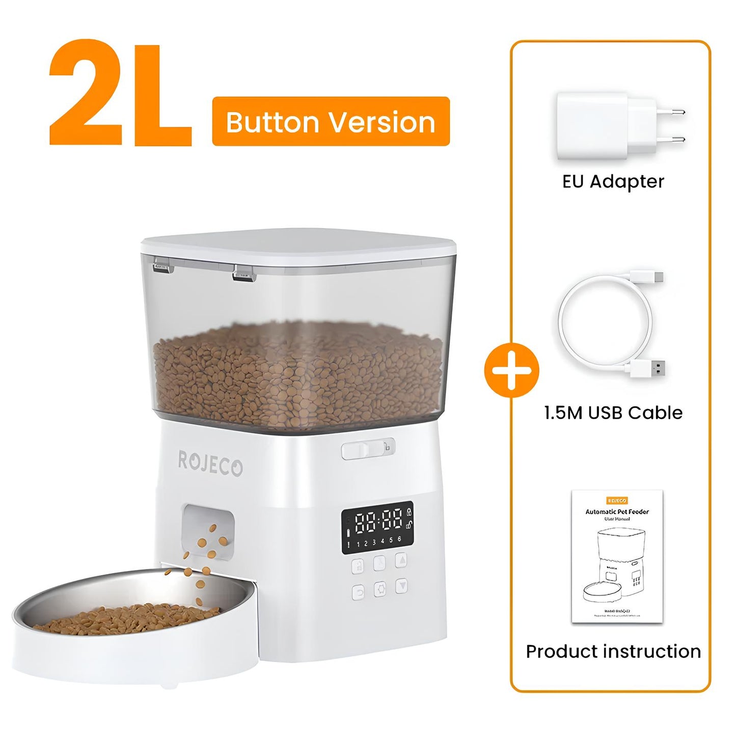 Automatic Cat Feeder, Food Dispenser, 2 Liter - Homevalley.co.uk
