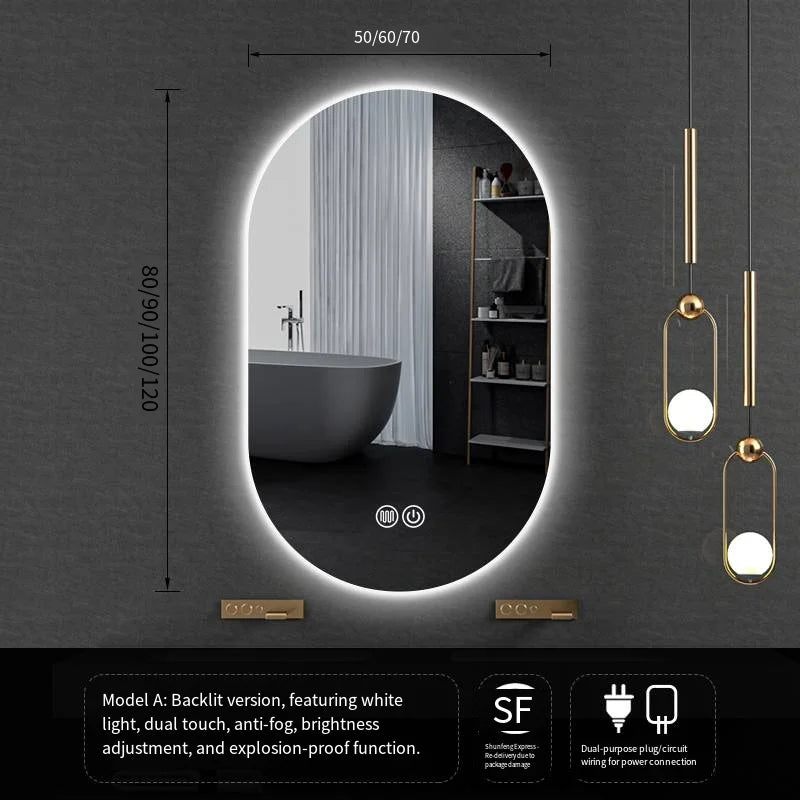 LED Backlit Bathroom Mirror – Wall Mounted, Dimmable, Anti-Fog, Waterproof Makeup Mirror with Touch Control, 3 Colour Lighting