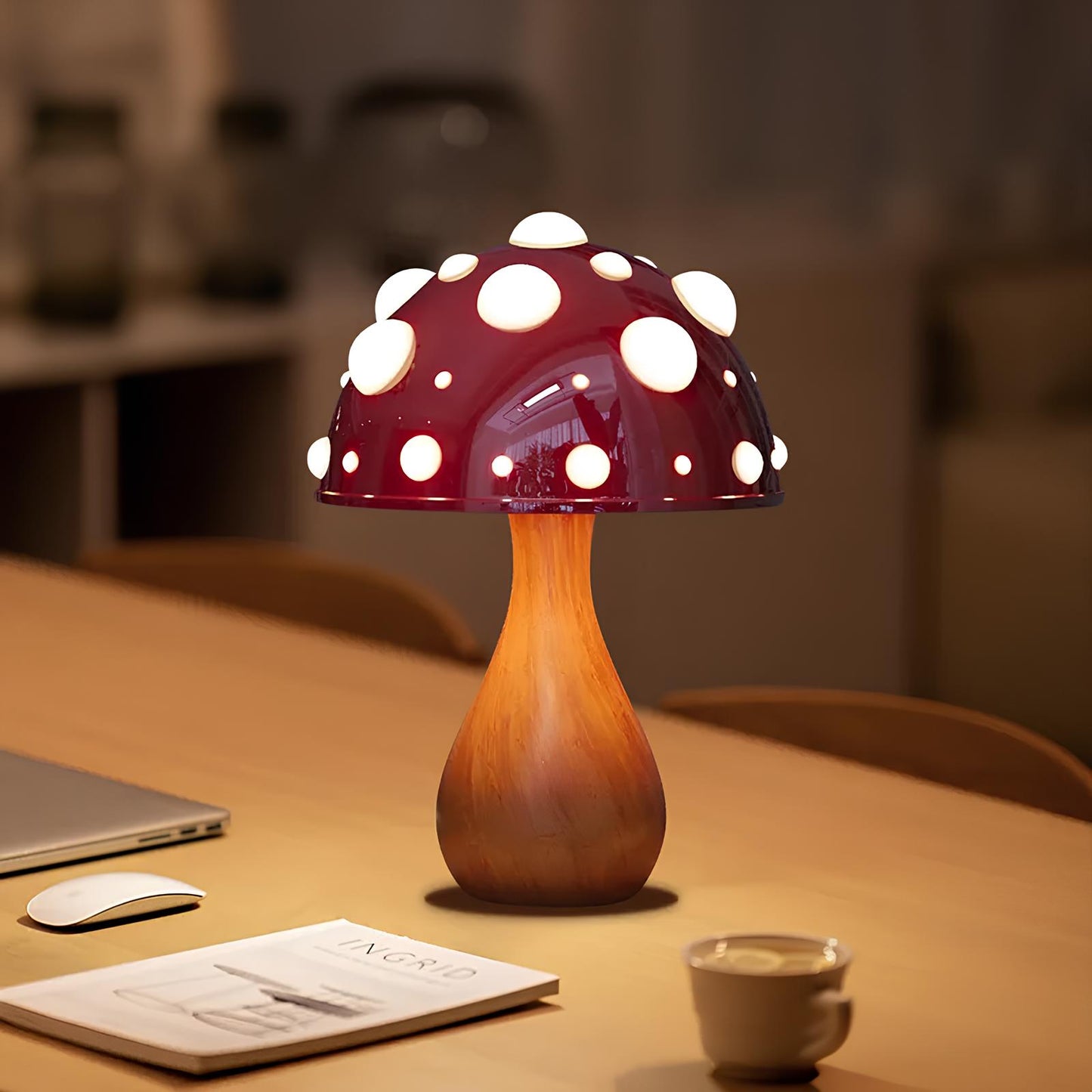 Mushroom Lamp with LED Tricolored Bulb - Homevalley.co.uk