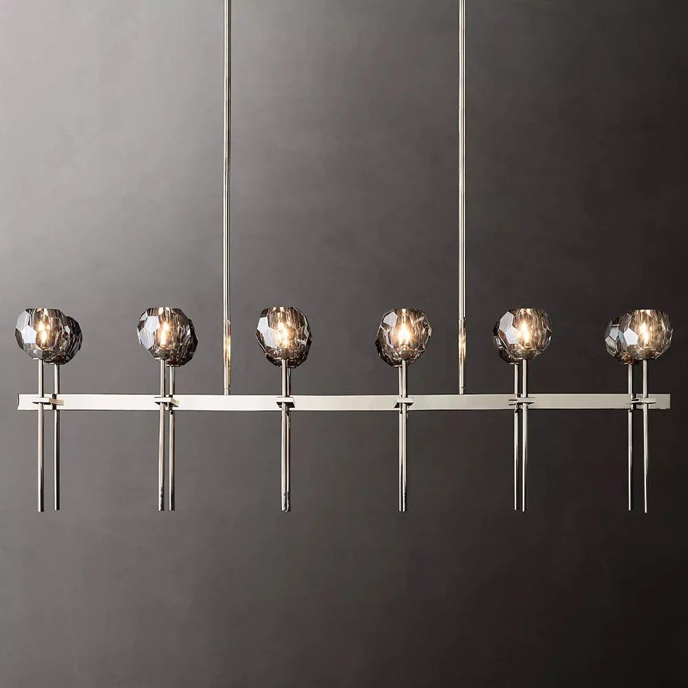 Smoky Grey Double Row Crystal Chandelier - Homevalley.co.uk