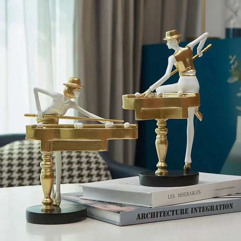 Nordic Billiard Player Resin Figurine – Modern Home Decor