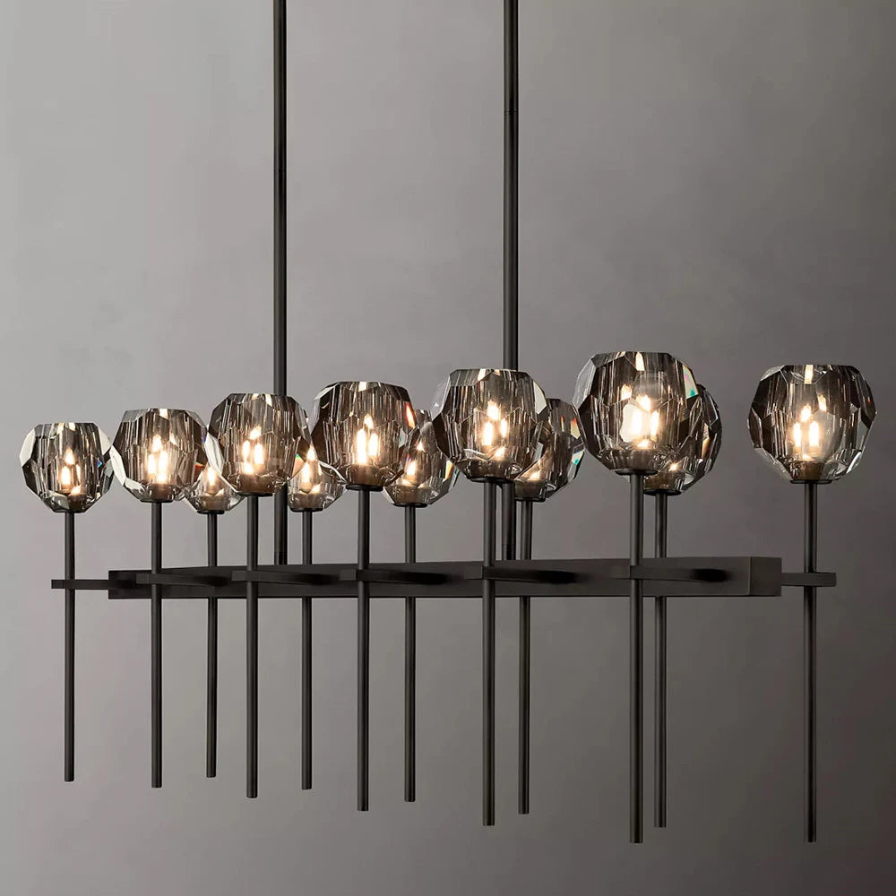 Smoky Grey Double Row Crystal Chandelier - Homevalley.co.uk
