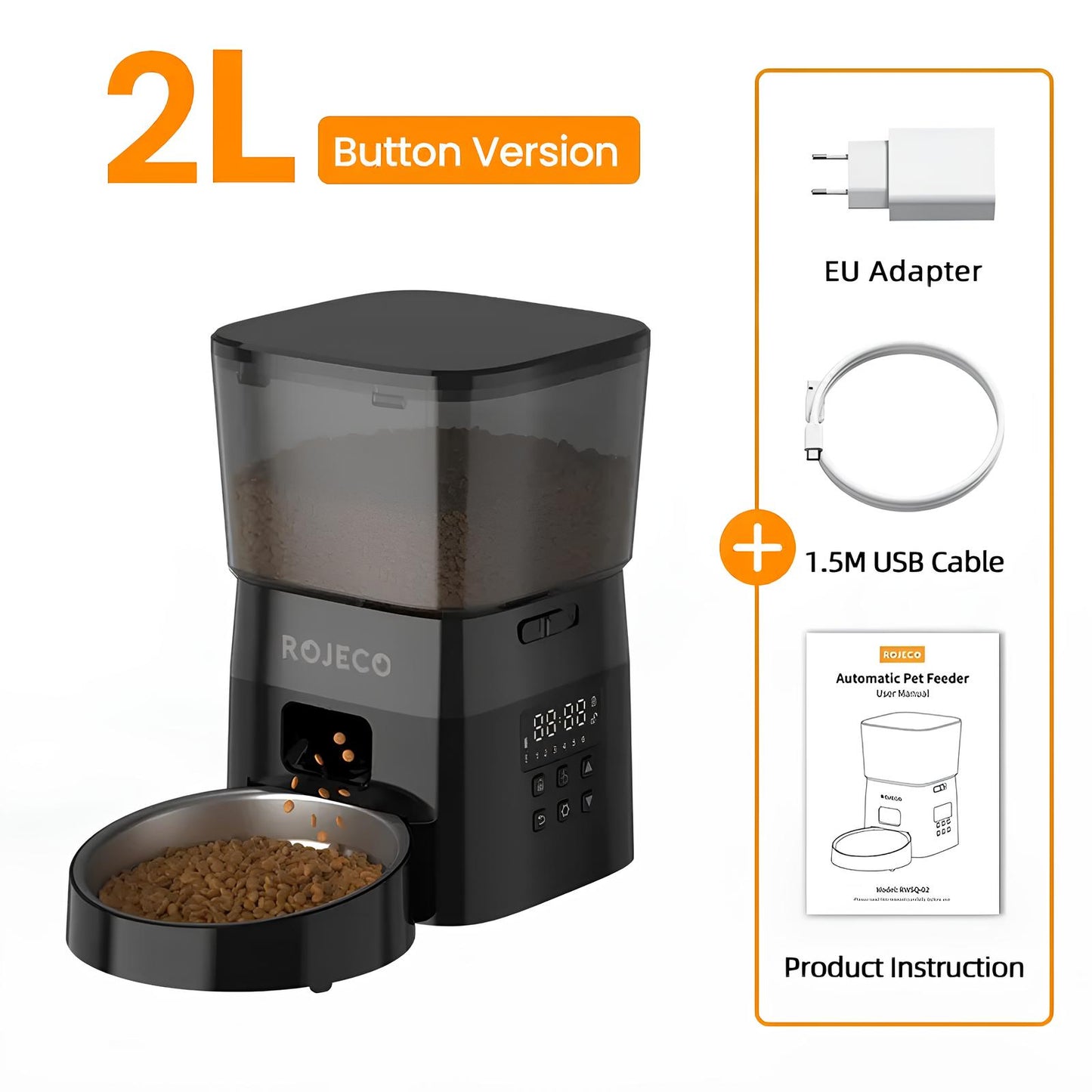 Automatic Cat Feeder, Food Dispenser, 2 Liter - Homevalley.co.uk