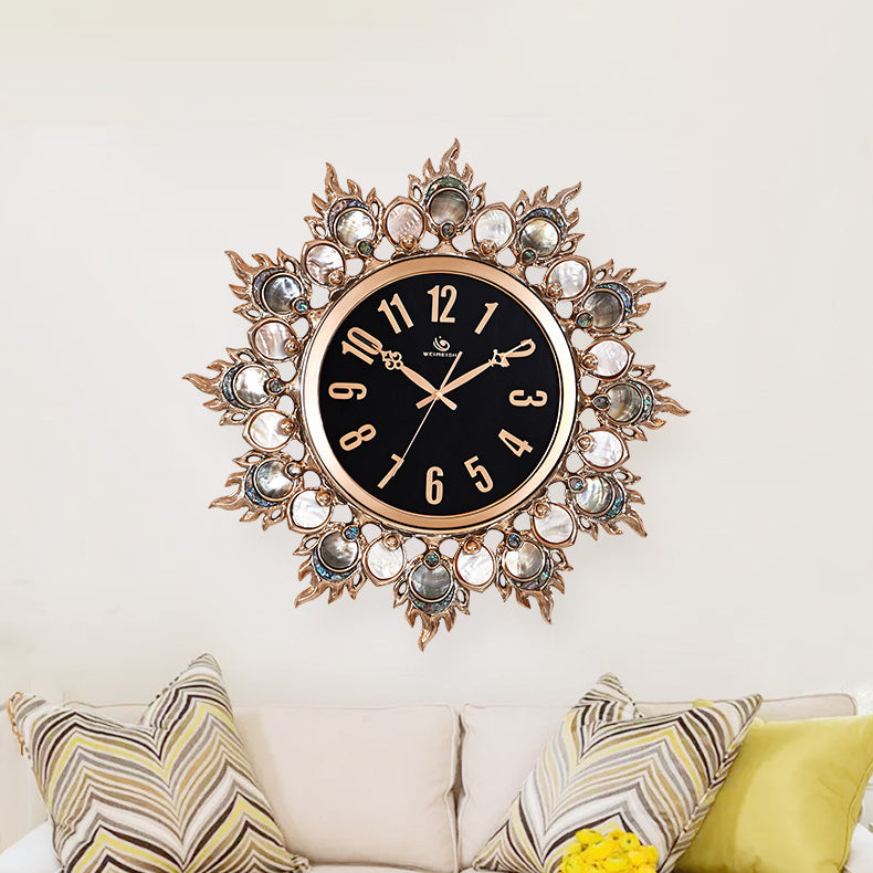 Luxury Handmade Abalone and Mother of Pearl Inlaid Round Wall Clock - Homevalley.co.uk