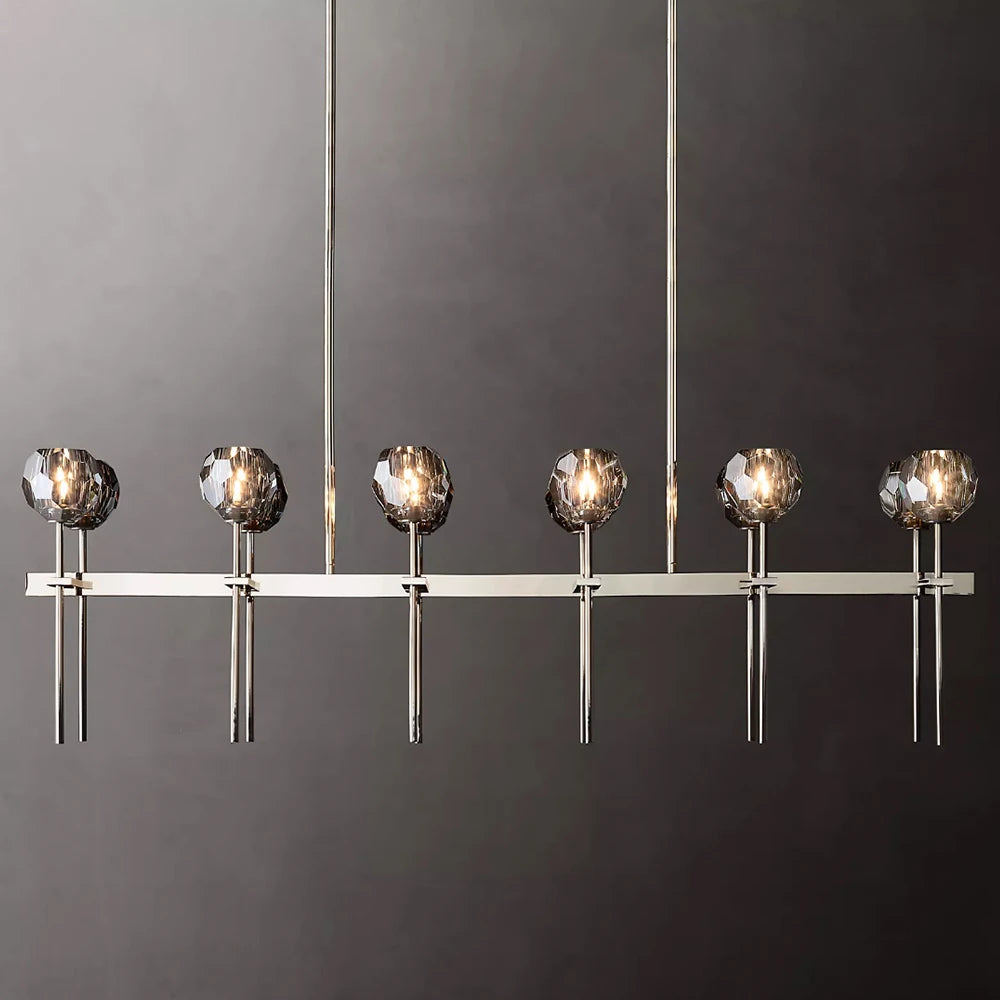 Smoky Grey Double Row Crystal Chandelier - Homevalley.co.uk