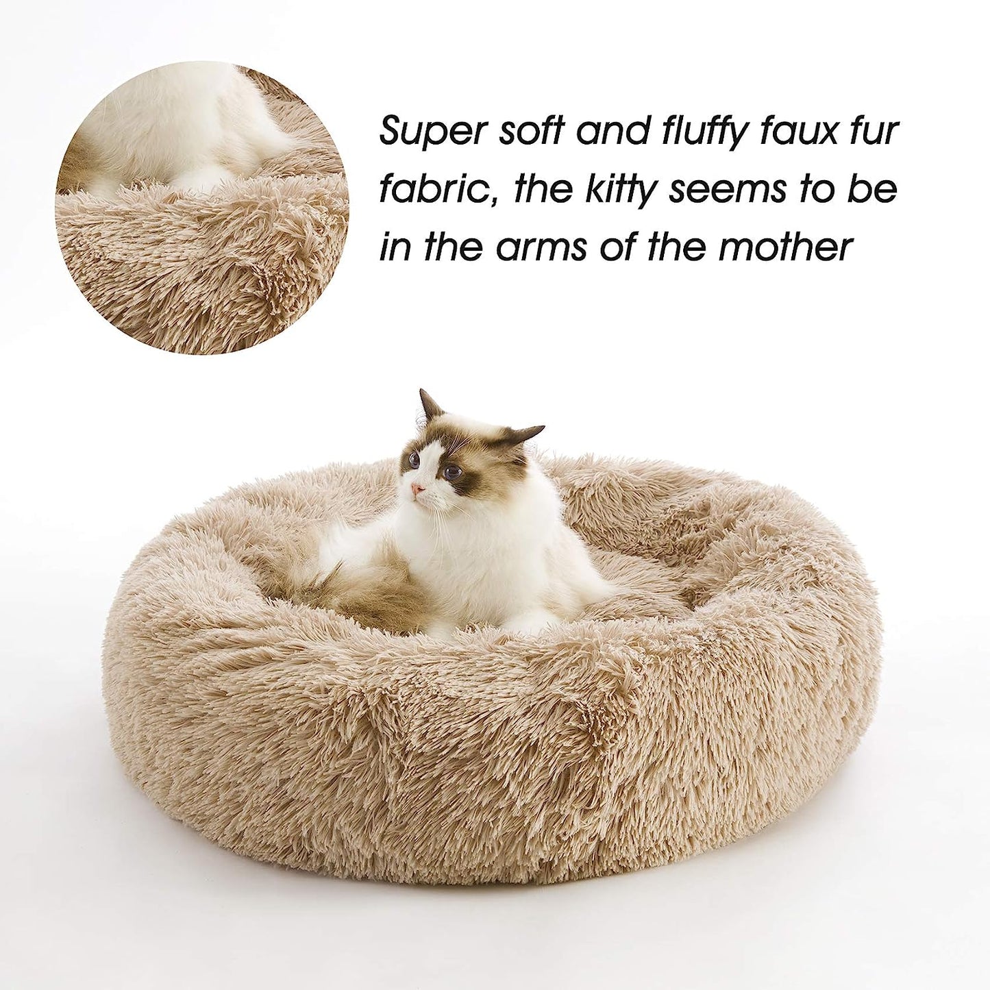 Round Fluffy Cat / Dog Bed - Homevalley.co.uk