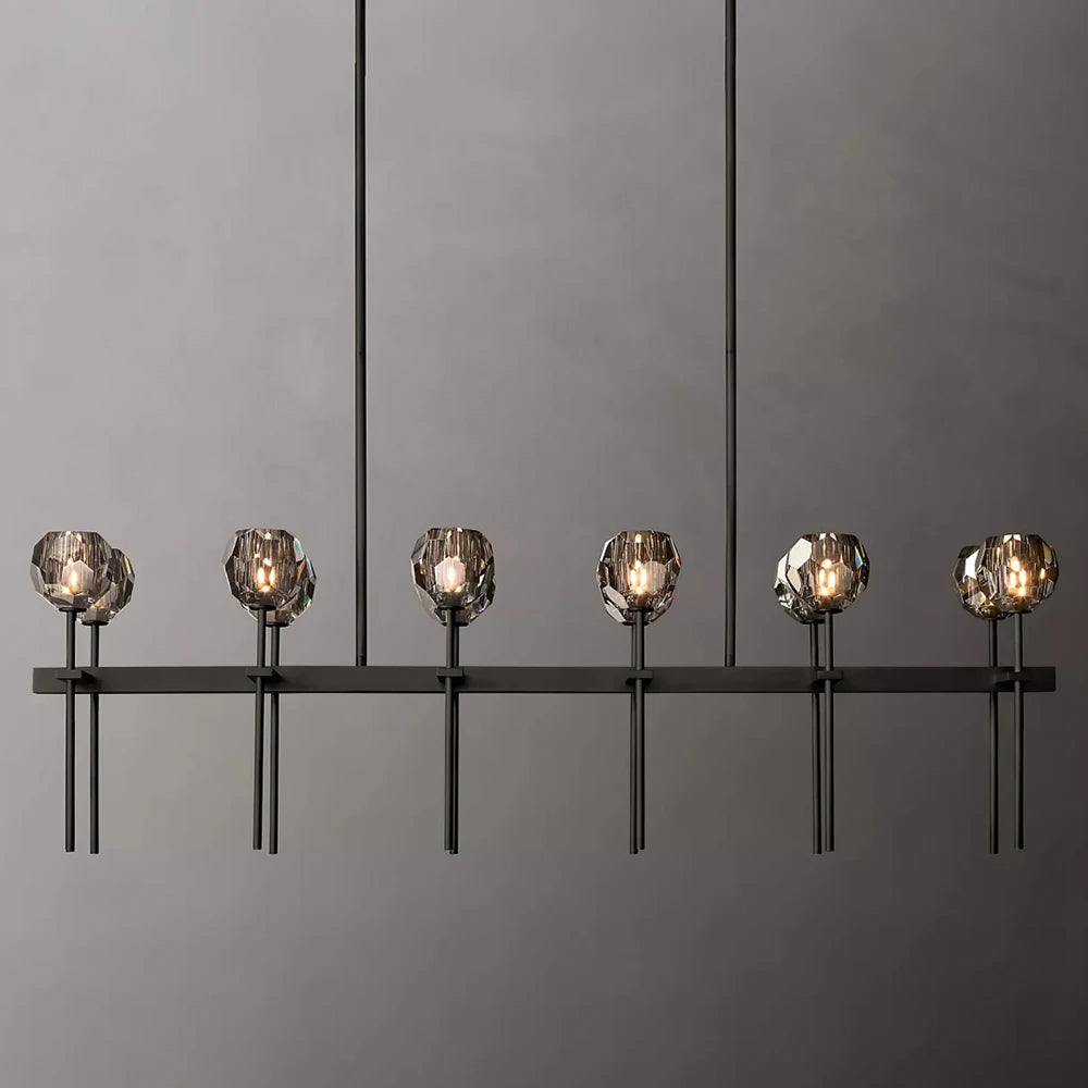Smoky Grey Double Row Crystal Chandelier - Homevalley.co.uk