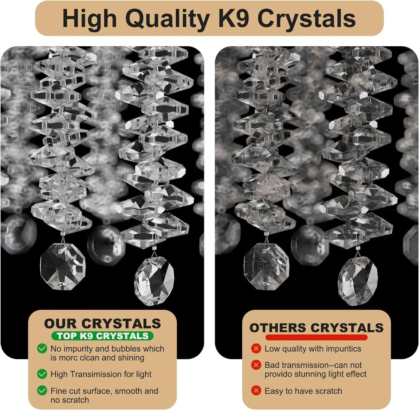 Crystal Chandelier Raindrop Hanging Pendant Lighting Fixture - Homevalley.co.uk