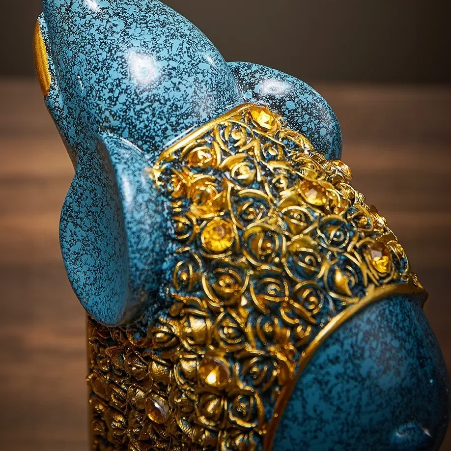 Set of 2 Resin Elephant Figurine Ornaments