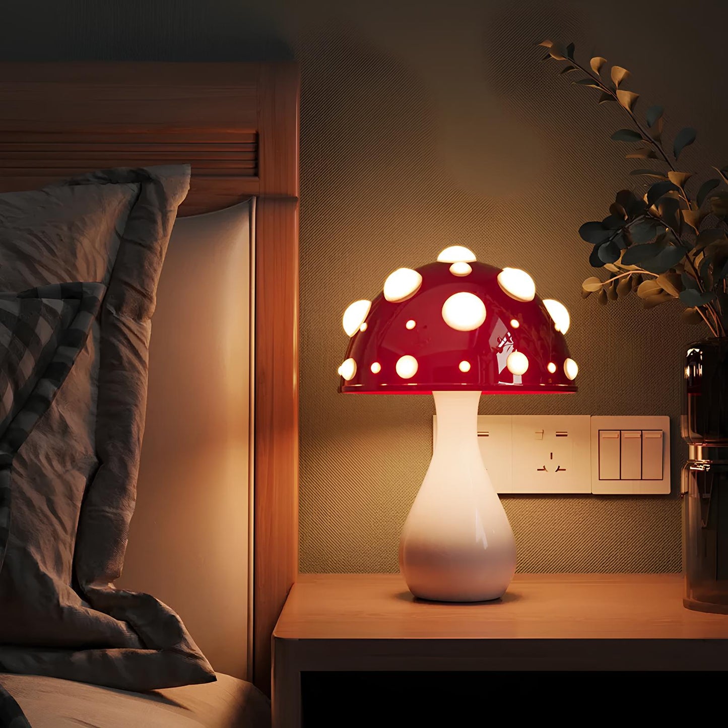 Mushroom Lamp with LED Tricolored Bulb - Homevalley.co.uk