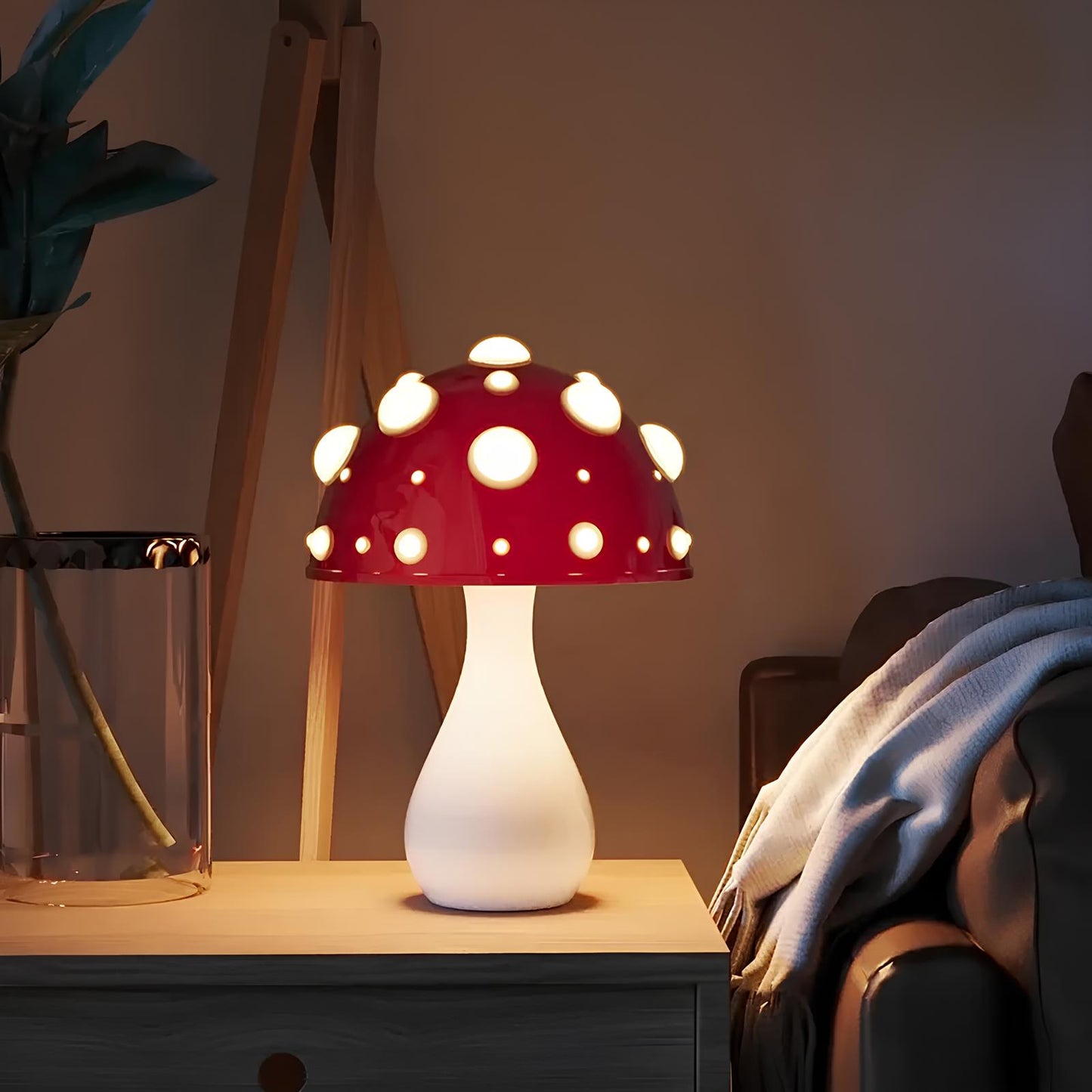 Mushroom Lamp with LED Tricolored Bulb - Homevalley.co.uk