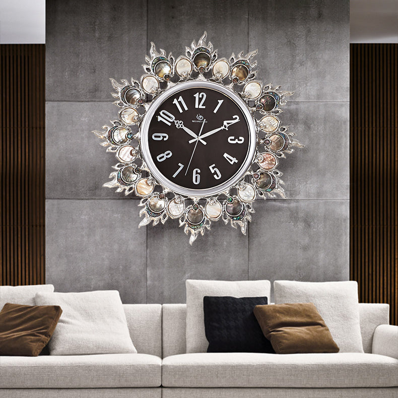 Luxury Handmade Abalone and Mother of Pearl Inlaid Round Wall Clock - Homevalley.co.uk