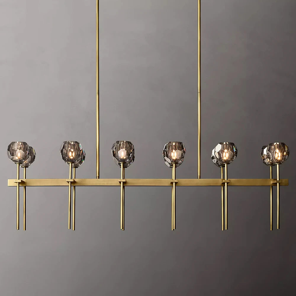 Smoky Grey Double Row Crystal Chandelier - Homevalley.co.uk