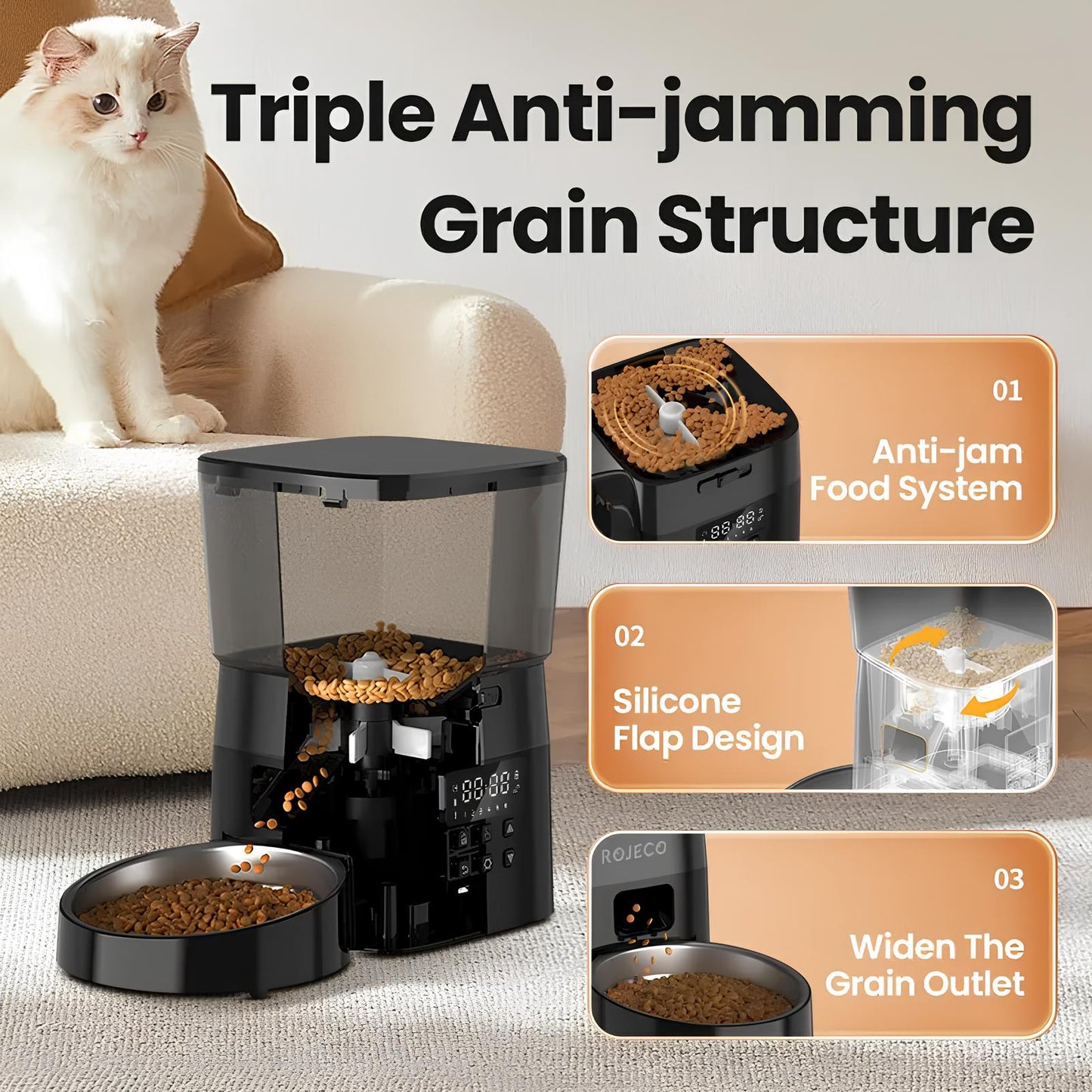 Automatic Cat Feeder, Food Dispenser, 2 Liter - Homevalley.co.uk