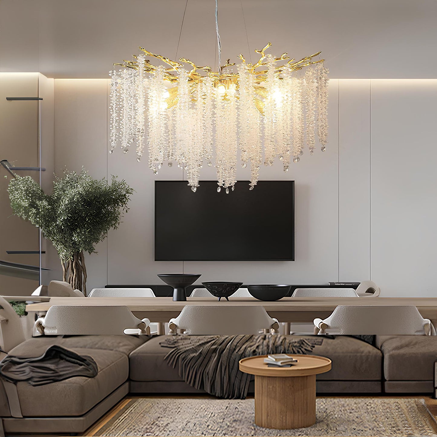 Crystal Chandelier Raindrop Hanging Pendant Lighting Fixture - Homevalley.co.uk