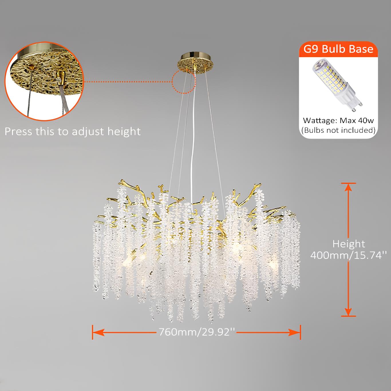 Crystal Chandelier Raindrop Hanging Pendant Lighting Fixture - Homevalley.co.uk