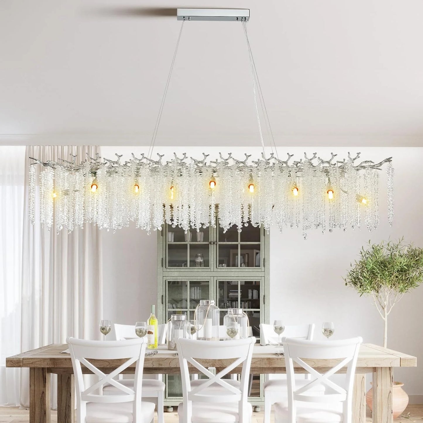 Crystal Chandelier Raindrop Hanging Pendant Lighting Fixture - Homevalley.co.uk