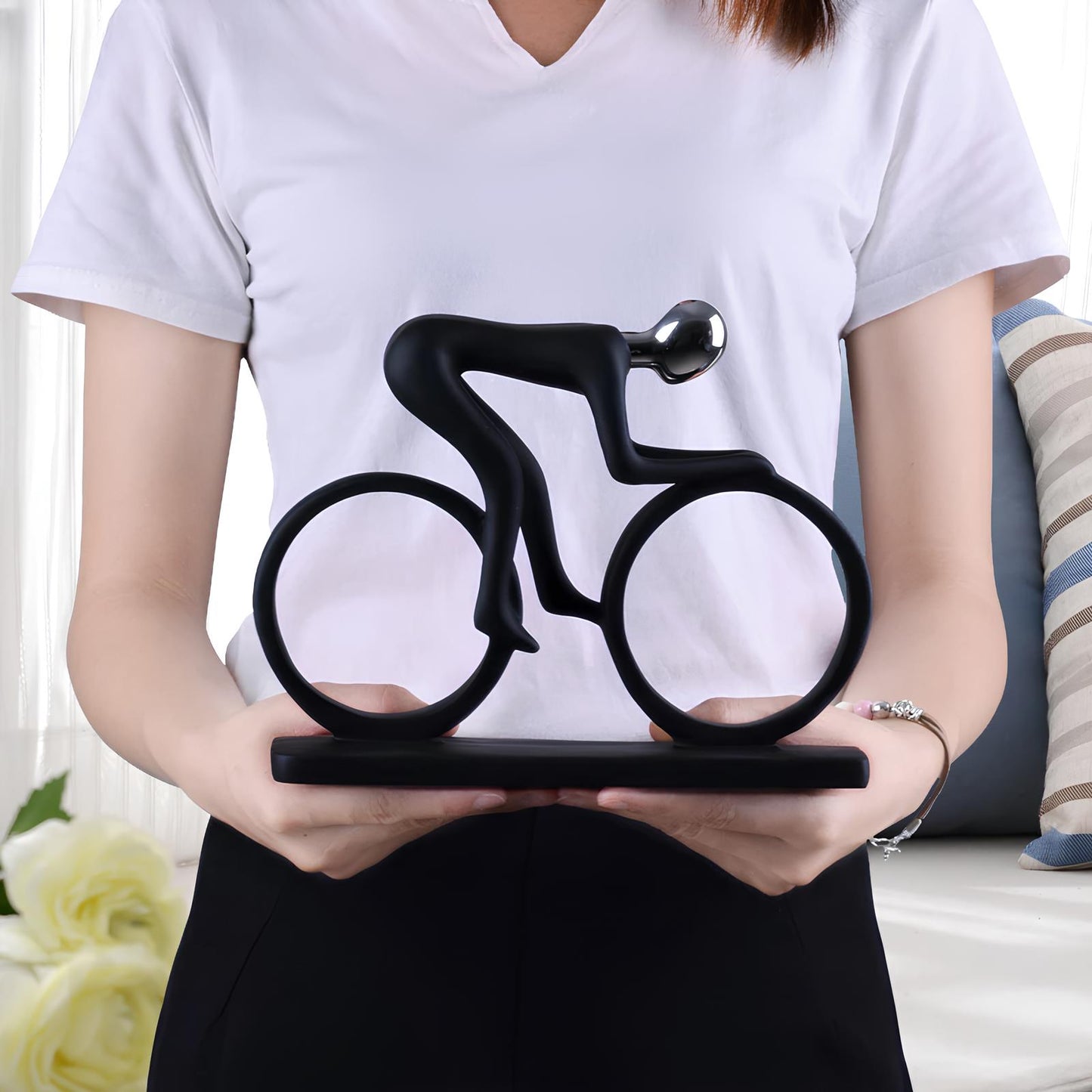 Abstract Resin Bicycle Rider Figurine Ornament - Homevalley.co.uk