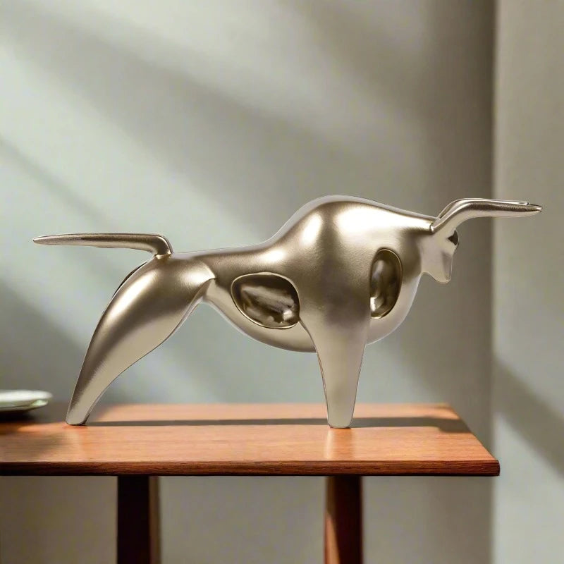 Abstract Resin Bull Sculpture Figurine - Homevalley.co.uk