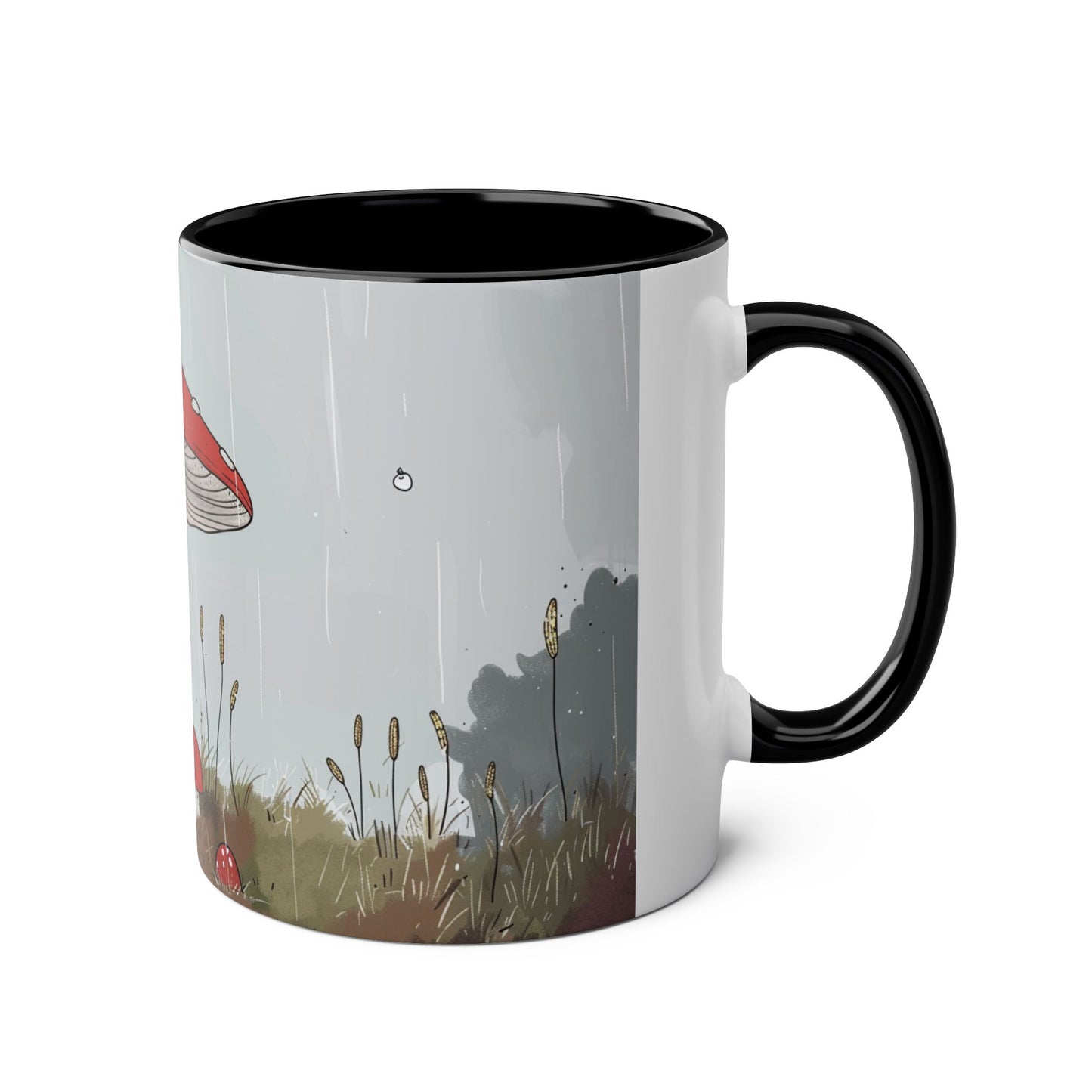 Black Cat and Mushroom Coffee Mug, Best Funny Tea Mug, Gift For Friends, Cute Birthday Coffee Cup, Two - Tone Coffee Mug , 11oz - Homevalley.co.uk