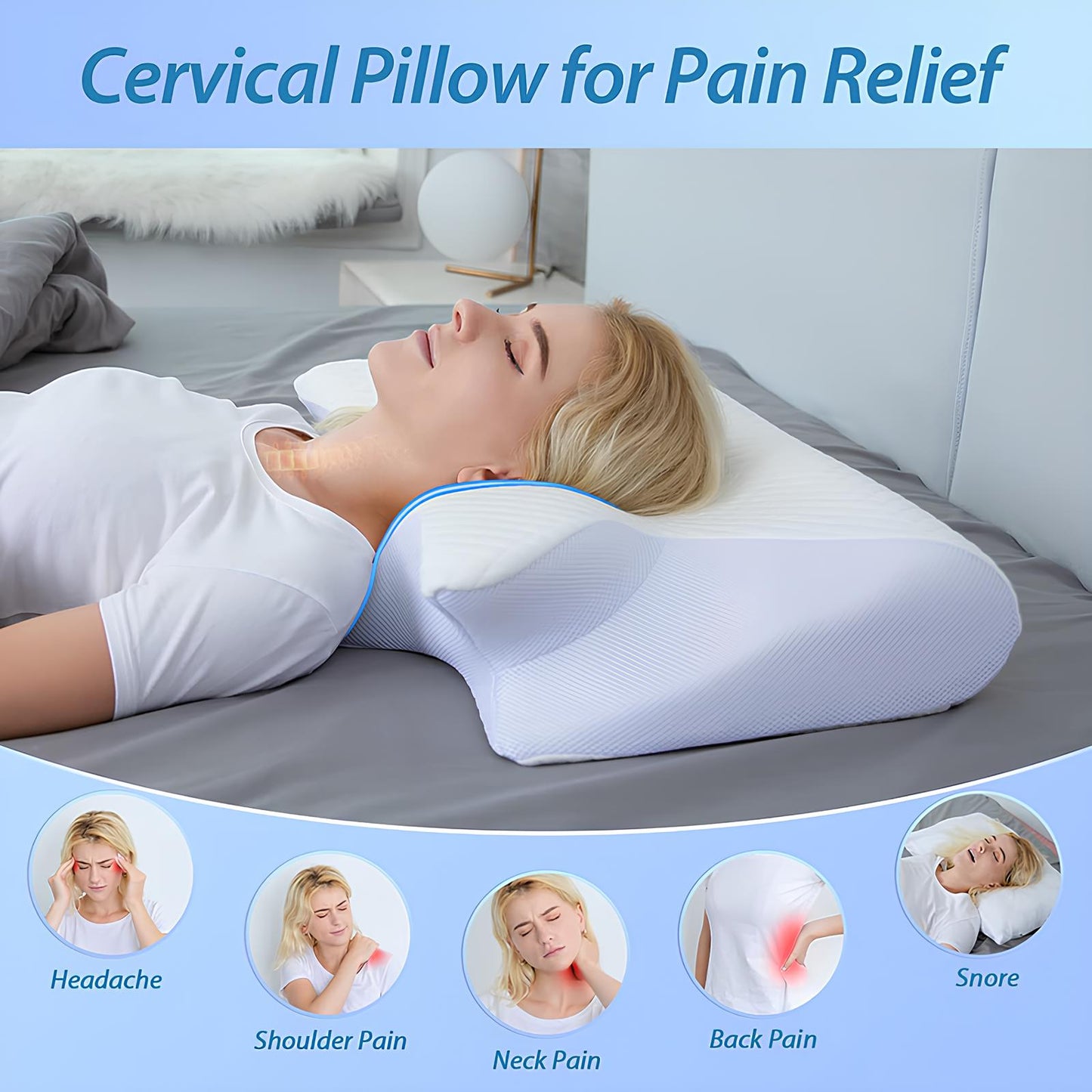 Butterfly Memory Foam Neck Pillow, Cervical Neck Massage - Homevalley.co.uk
