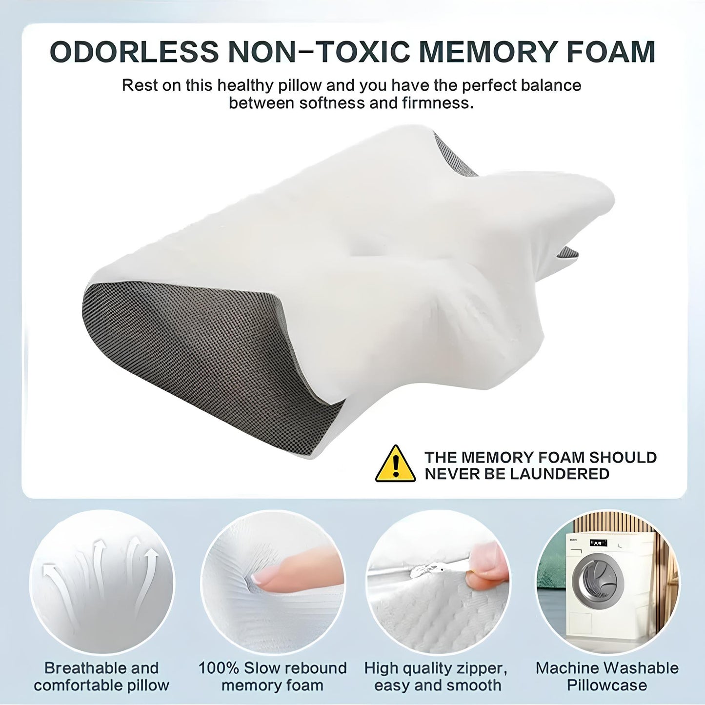 Butterfly Memory Foam Neck Pillow, Cervical Neck Massage - Homevalley.co.uk