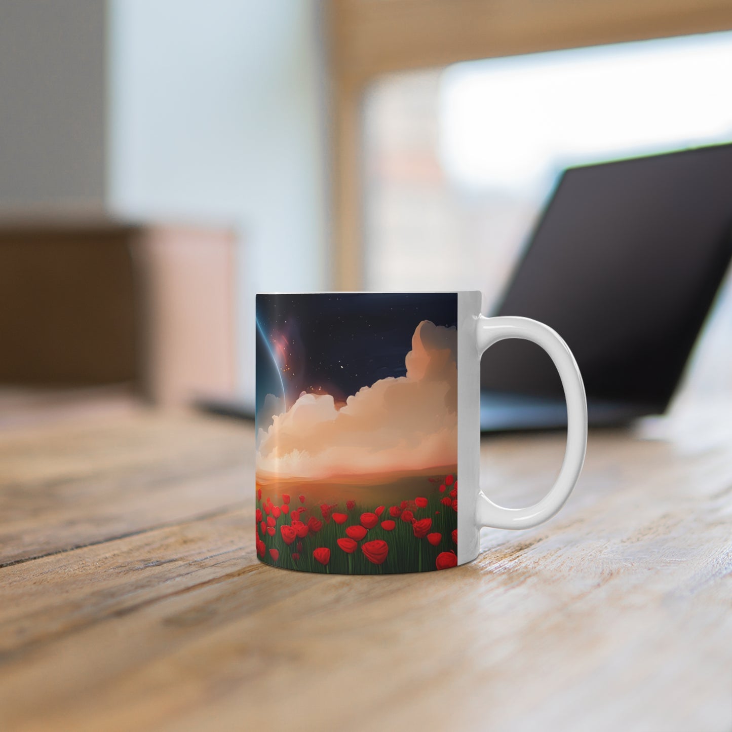 CALL HOME Telephone Box on The Moon Coffee Mug Tea Mug, 11oz - Homevalley.co.uk