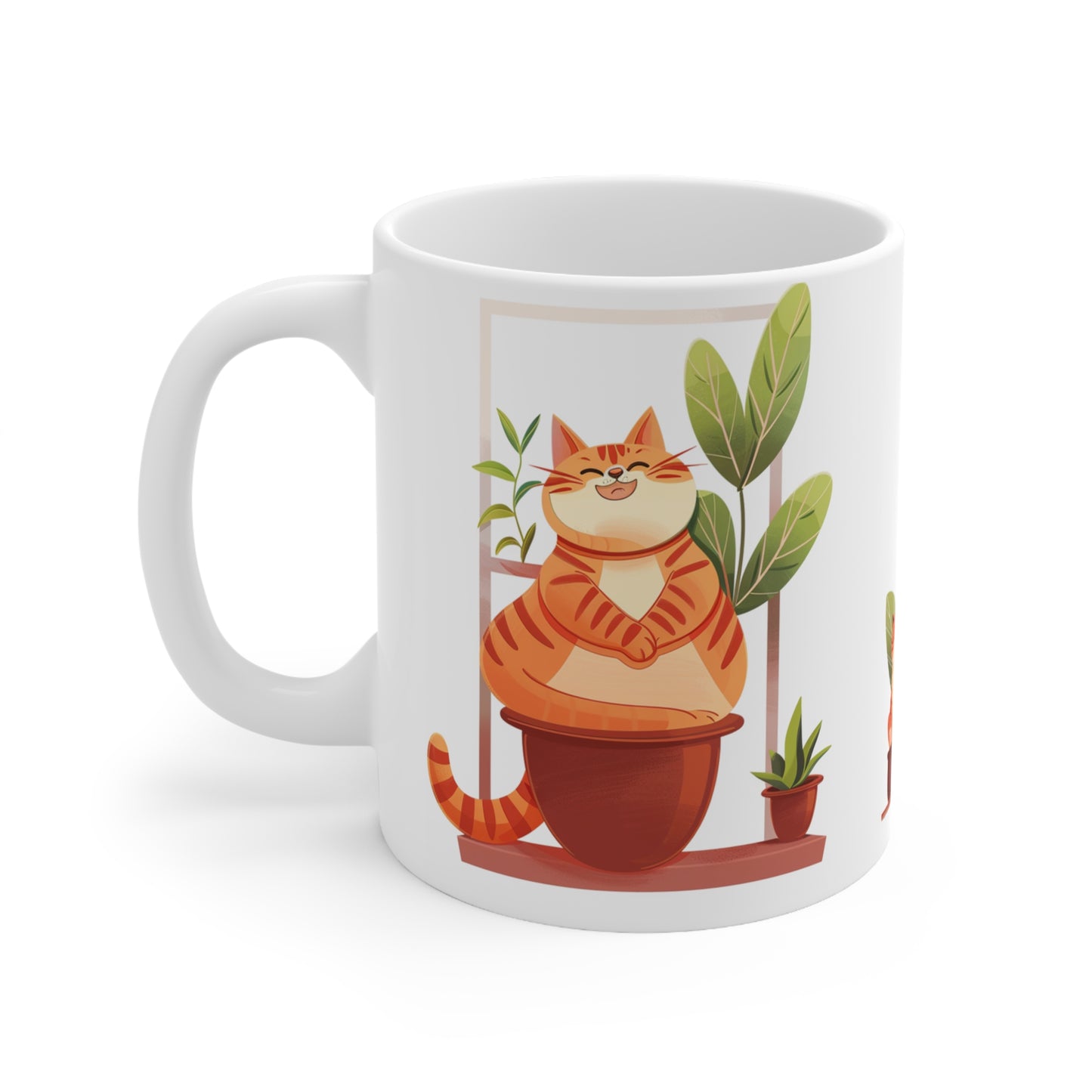 Cat in the Plant Pot Ceramic Coffee Mug, Best Funny Mug Gift For Friends | Cute Birthday Coffee Mug |Ceramic Coffee Cups, 11oz,15oz - Homevalley.co.uk