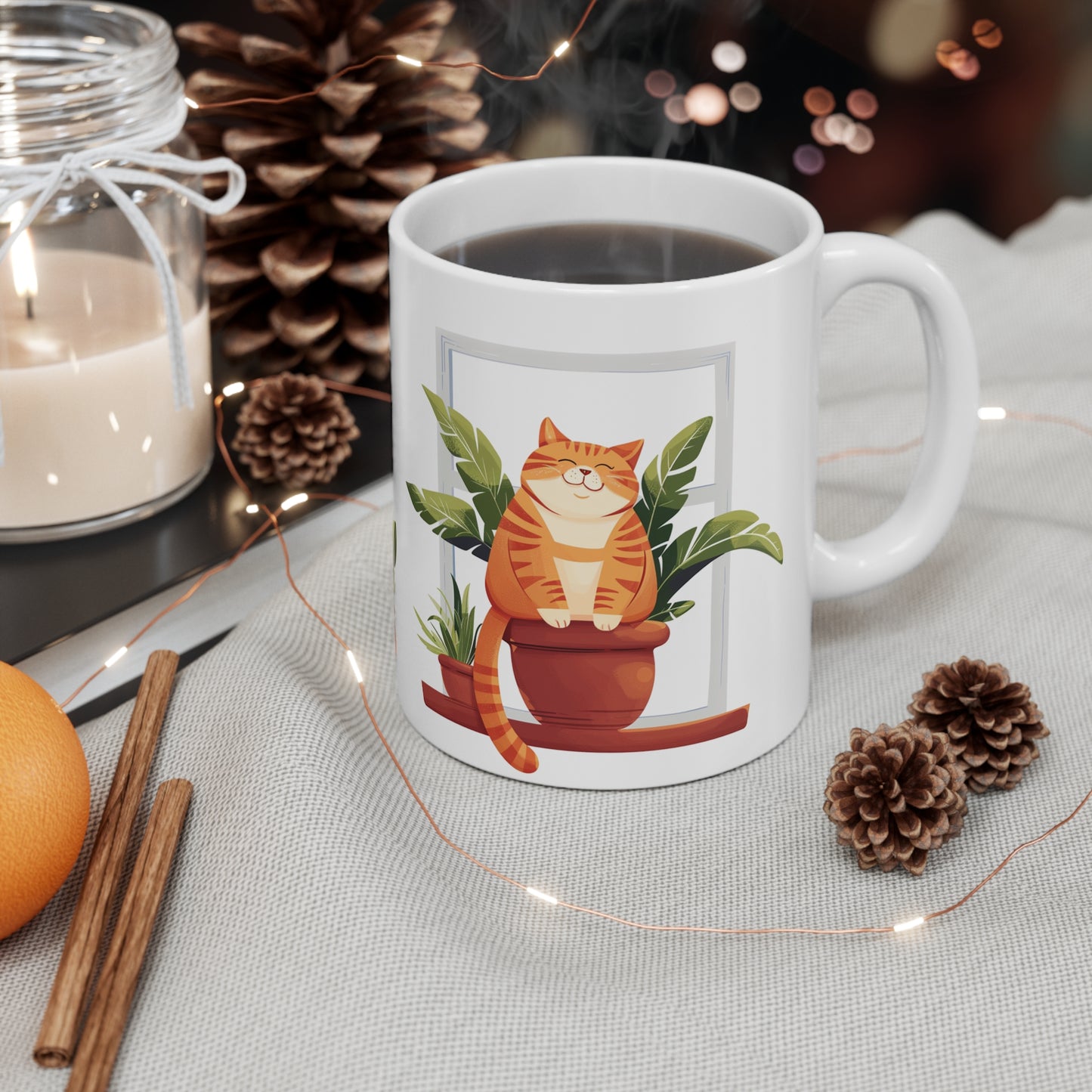 Cat in the Plant Pot Ceramic Coffee Mug, Best Funny Mug Gift For Friends | Cute Birthday Coffee Mug |Ceramic Coffee Cups, 11oz,15oz - Homevalley.co.uk
