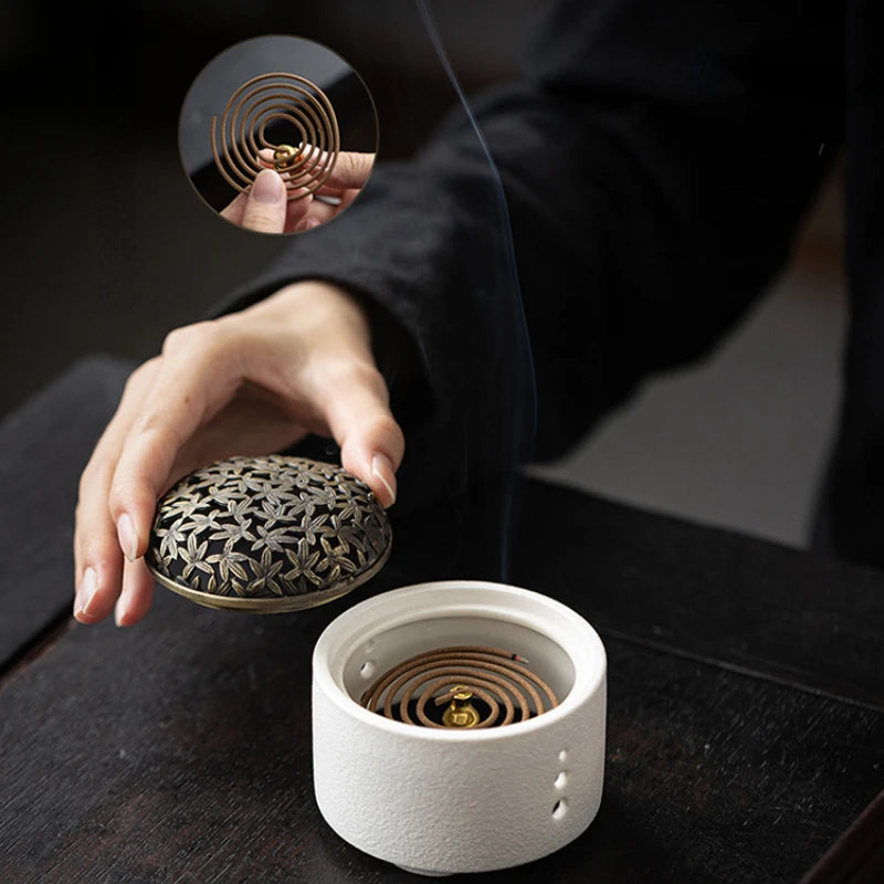 Ceramic Incense Holder Home Indoor/Temple Buddhist Hall Handmade Incense Burner - Homevalley.co.uk