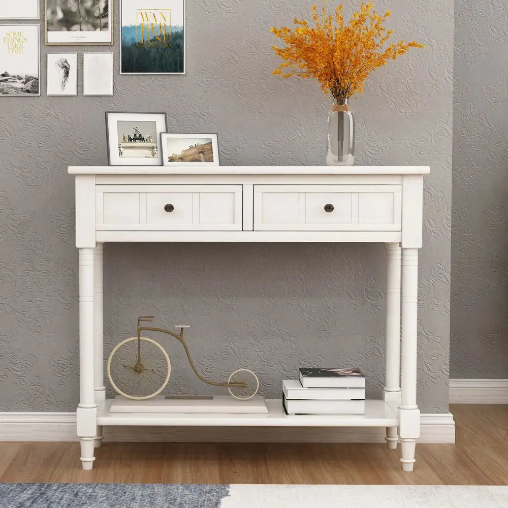 Console Table with Two Drawers and Bottom Shelf - Homevalley.co.uk
