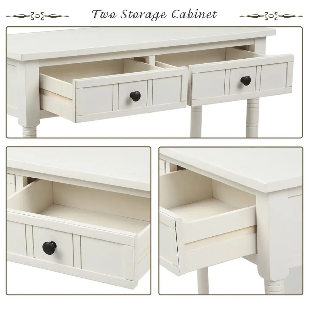 Console Table with Two Drawers and Bottom Shelf - Homevalley.co.uk