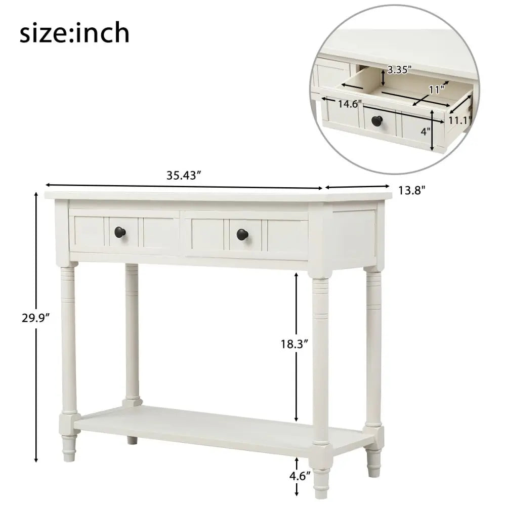 Console Table with Two Drawers and Bottom Shelf - Homevalley.co.uk