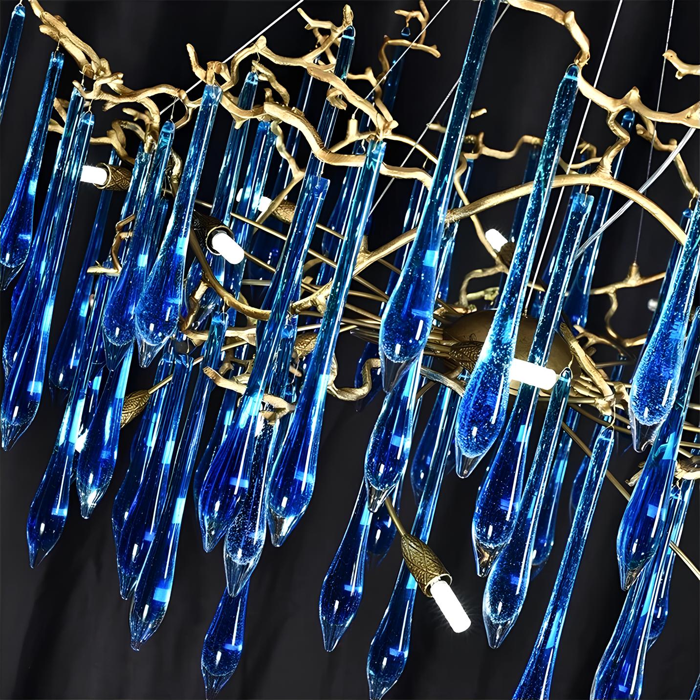 Copper Luxury Blue Crystal Chandelier - Homevalley.co.uk