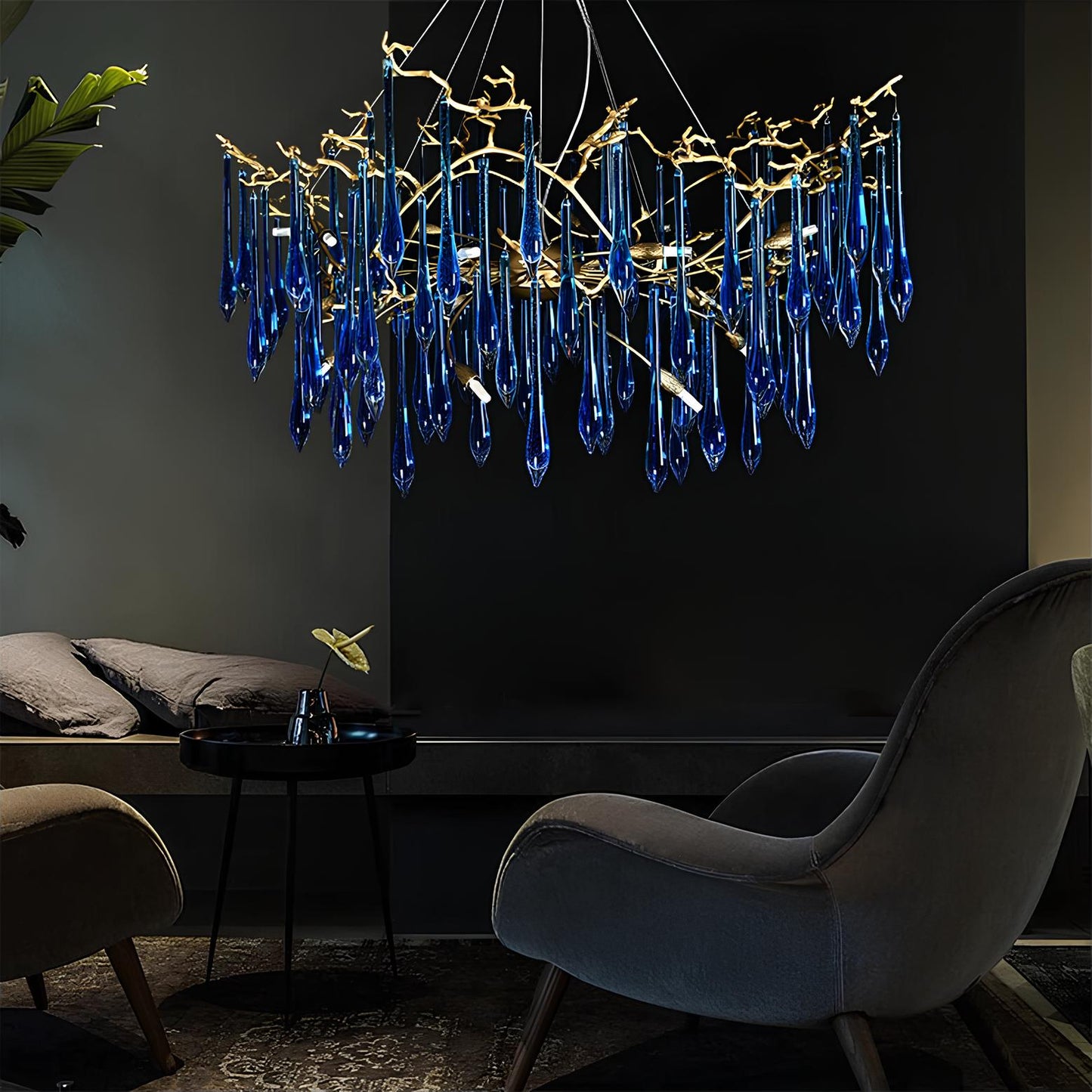 Copper Luxury Blue Crystal Chandelier - Homevalley.co.uk
