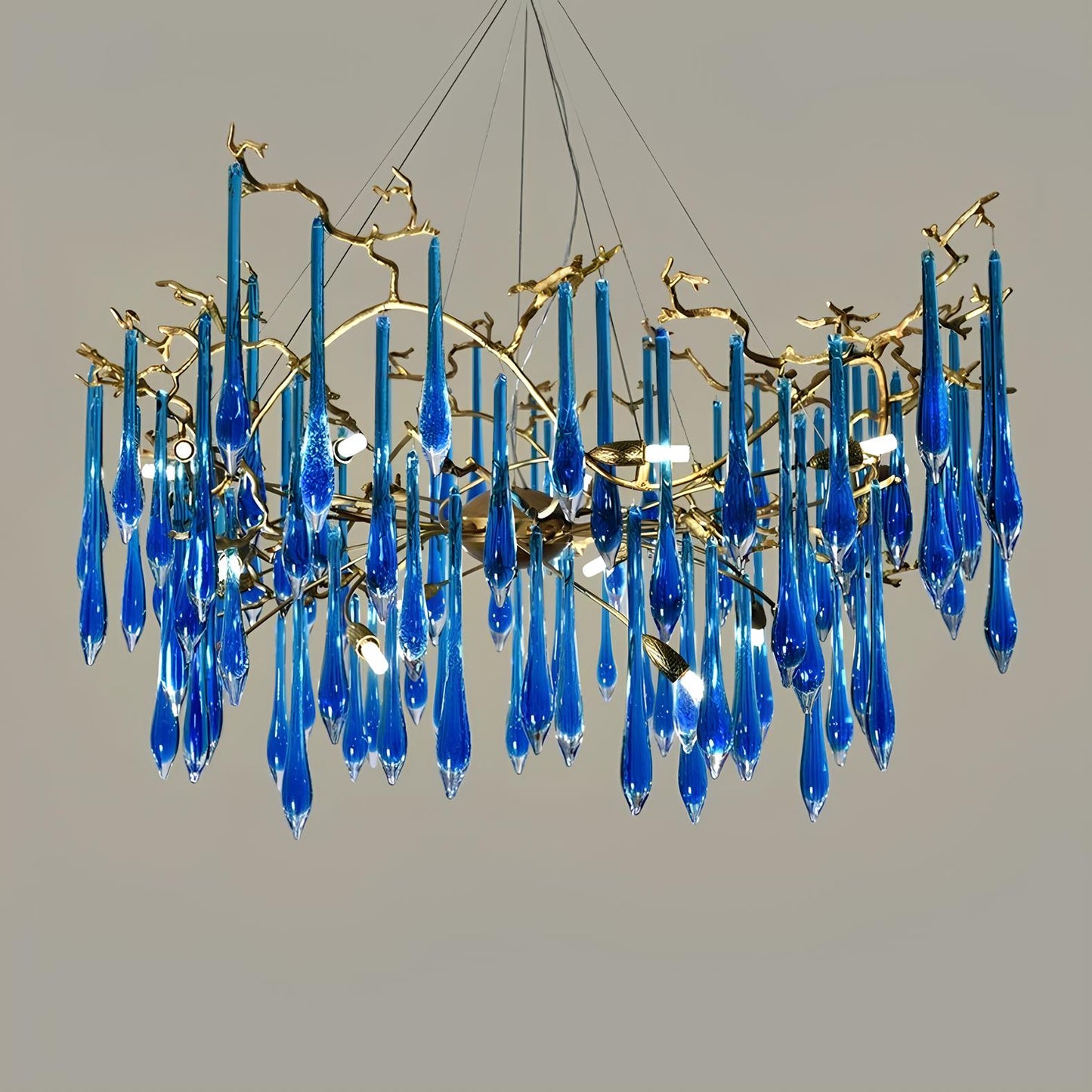 Copper Luxury Blue Crystal Chandelier - Homevalley.co.uk