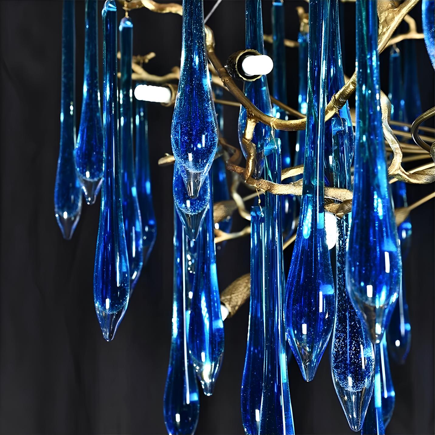Copper Luxury Blue Crystal Chandelier - Homevalley.co.uk