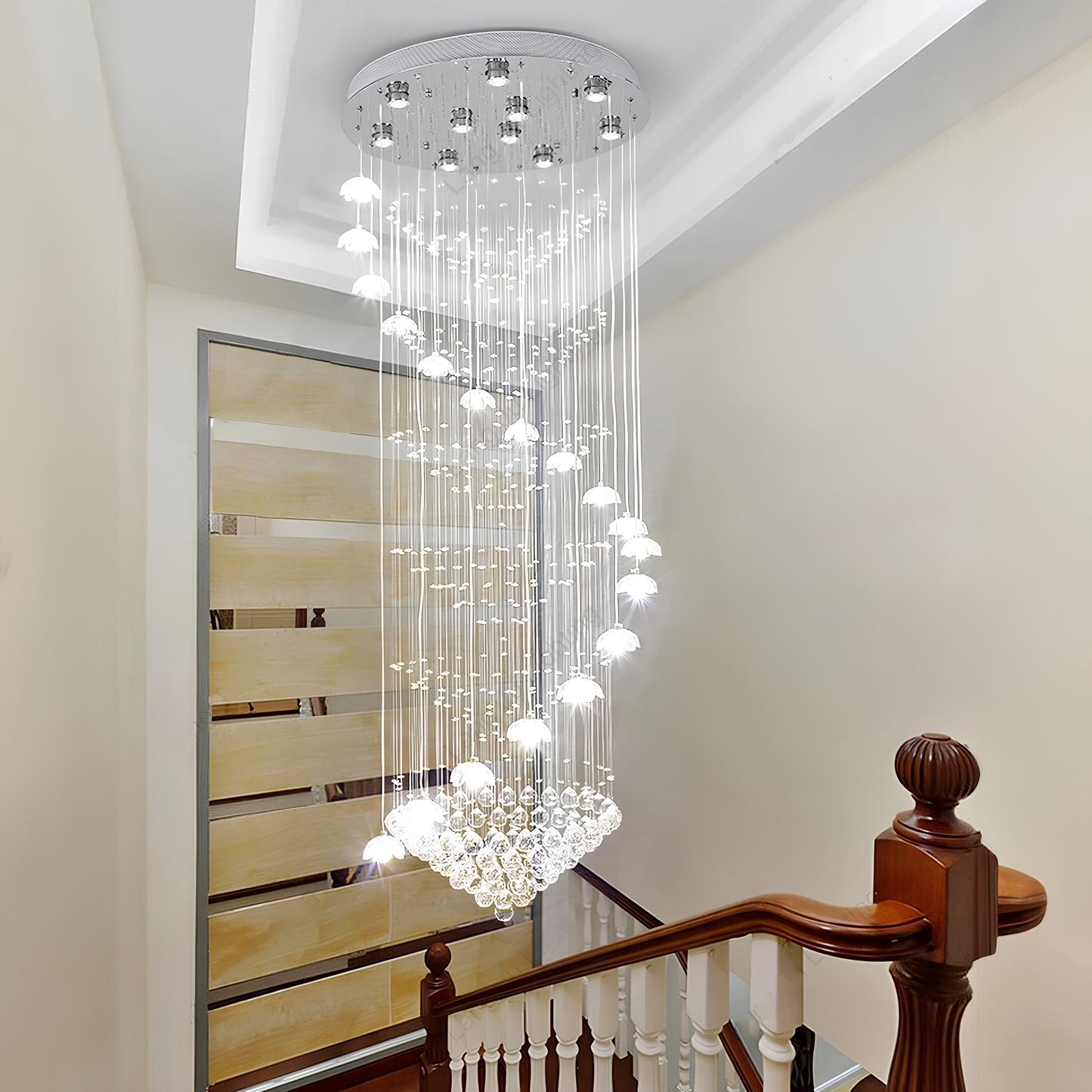 Crystal Raindrop Staircase Chandelier - Homevalley.co.uk