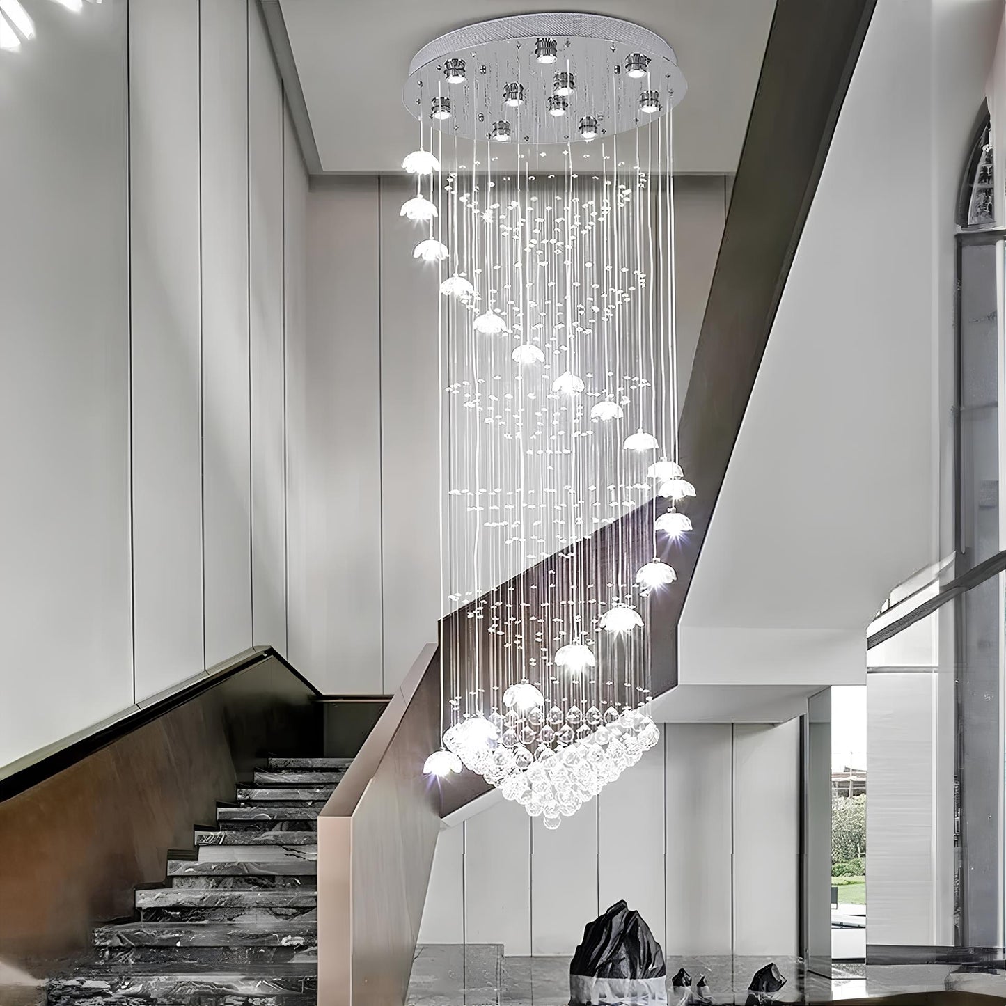 Crystal Raindrop Staircase Chandelier - Homevalley.co.uk