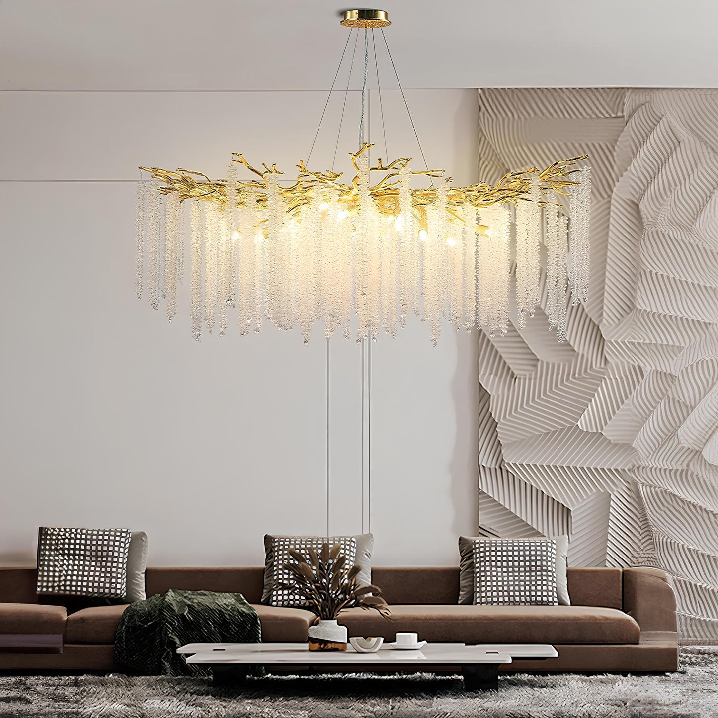 Crystal Chandelier Raindrop Hanging Pendant Lighting Fixture - Homevalley.co.uk