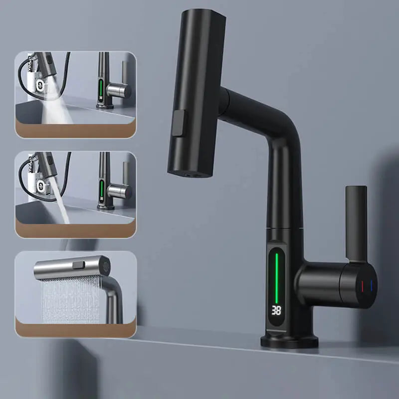 Digital display Waterfall Basin Faucet Sink Mixer - Homevalley.co.uk