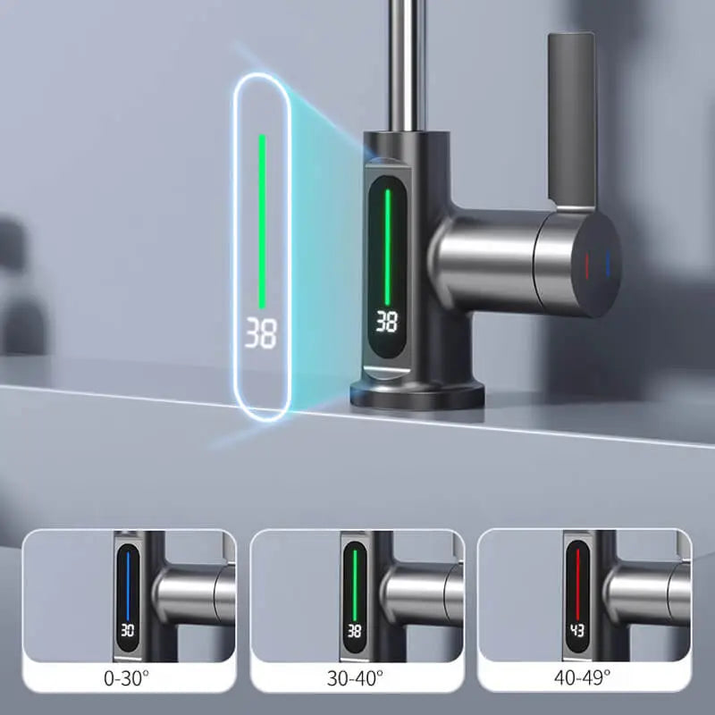 Digital display Waterfall Basin Faucet Sink Mixer - Homevalley.co.uk