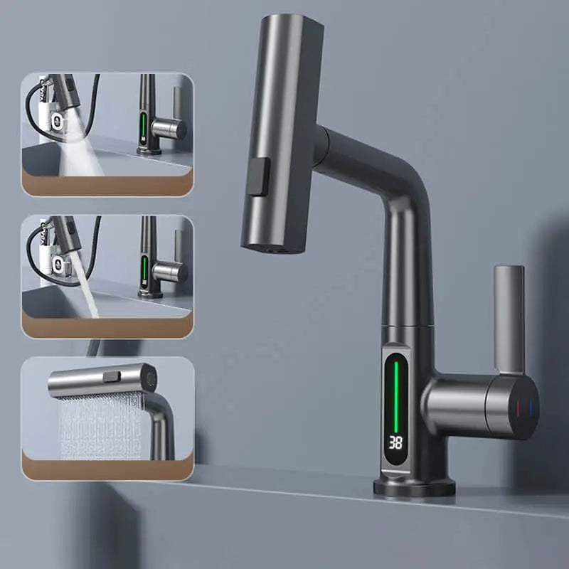 Digital display Waterfall Basin Faucet Sink Mixer - Homevalley.co.uk